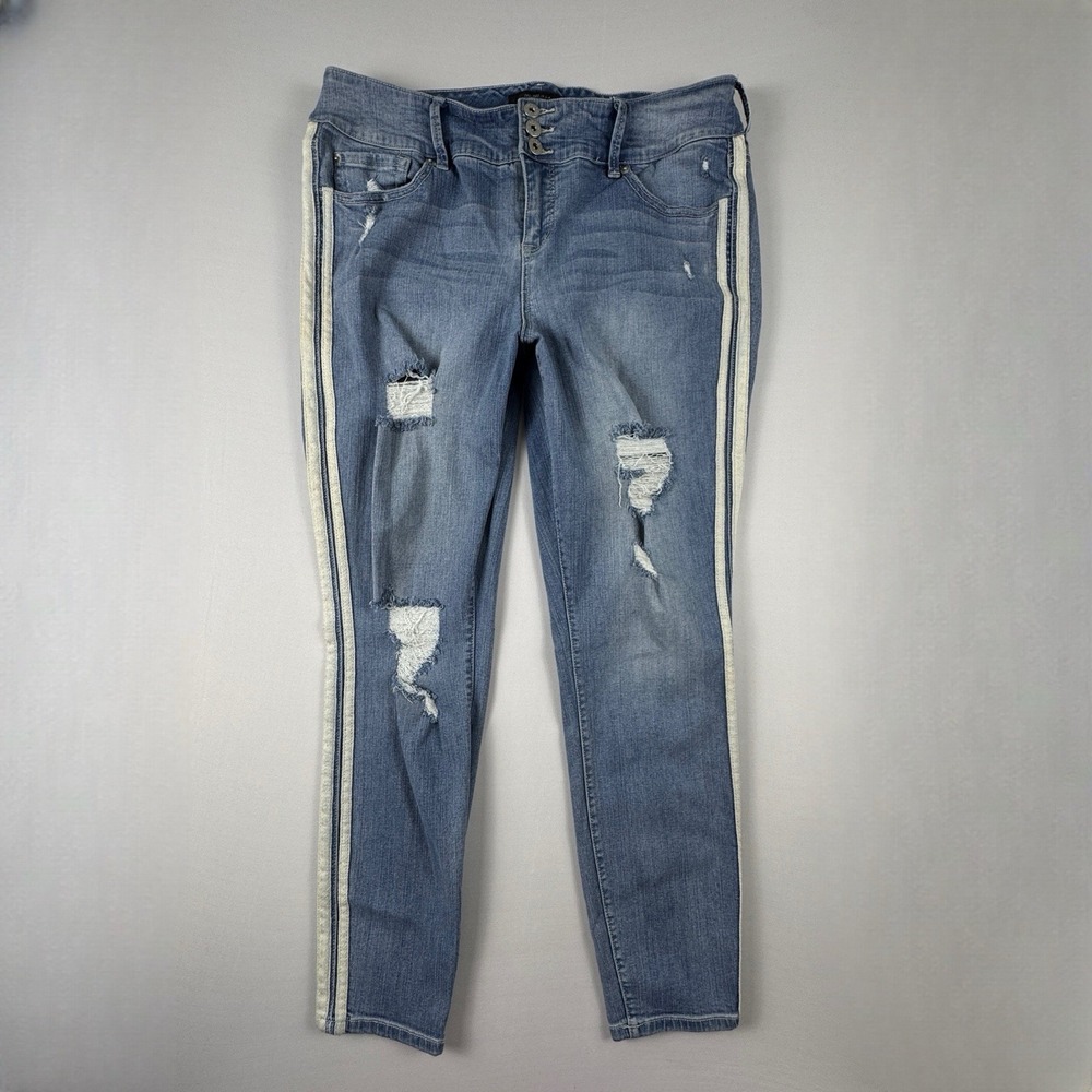 Torrid Women's 18R Premium Jeggings Distressed Side Stripe Skinny Jeans Stretch‎ - Picture 2 of 10